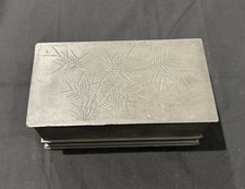 ANTIQUE EARLY PEWTER TRINKET BOX MARKED KUT HING PEWTER SWATOU CHINA NICE picture