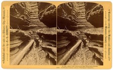 WISCONSIN DELLS STEREOVIEW - Inside Coldwater Canon - HH Bennett 1880s OVERSIZED picture