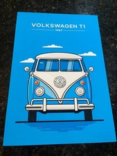 1967 Volkswagen T1 Bus Poster Print VW Split Window Van Wall Art 13x19 picture