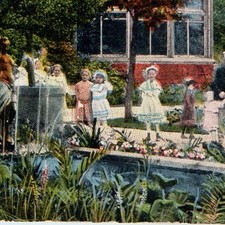 c1910s Chicago IL Postcard Scene Douglas Park Conservatory Fountain Mailed 1915 picture