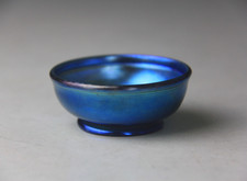 Louis C Tiffany Blue Favrile Small Open Cellar Signed picture