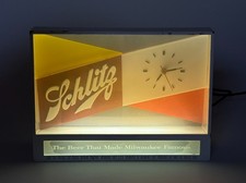 Vintage 1955 Schlitz Beer Light-Up Advertising Clock — Working Counter Sign picture