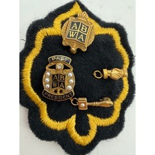 ABWA Past President 12K Gold Filled Pin Set 4 Piece Vintage Business Women Patch picture
