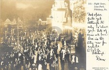 Pittsburgh PA Night Scene Crowd Luna Amusement Park 1906 RPPC  Postcard COPY picture