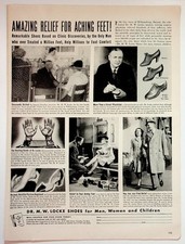 Dr. M. W. Locke Shoes Vintage Magazine Ad 1940s Foot Health Black White picture