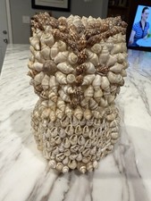Shell Owl Figurine Vintage Small Handcrafted Sea Shell Owl Decor Kitsch 5” picture