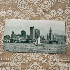 Antique Seattle Waterfront Skyline Postcard Smith Tower Elliott Bay c1915 RPPC picture