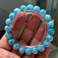 Natural Larimar quartz Bracelet handmade crystal gem bead 10mm picture