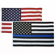 3'x5' Thin Blue Line Police Lives Matter Law Enforcement + American USA US Flag picture