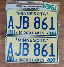 1978 1979 Minnesota License Plate Pair Tags  #AJB 861 **Tabs Included** picture