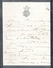Sarah BERNHARDT looking for a house in Brittany - signed autograph letter. 1892 picture