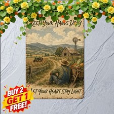 vintage farmhouse motivational poster farmer resting harvest cart picture