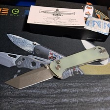 QSP Grebe T Button Lock Folding Knife Jade G10 Handle 14C28N Tanto QS148-D2 picture