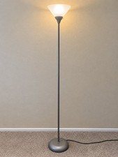 Mainstays Basic Torchiere Floor Lamp Silver Frosted Glass Shade picture