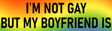 I'm Not Gay But My Boyfriend Is Bumper Sticker Funny Car Sticker I'm Not Gay Fun picture
