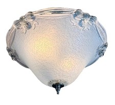 Vintage 1930’s-1940’s Art Deco Semi Flush Blue Glass Ceiling Light Fixture picture