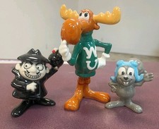 Vintage ~ Rocky & Bullwinkle & Boris Badenov Ceramic Jay Ward Figurine Lot picture