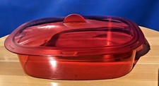 Tupperware New Beautiful Transparent Red Oval Microwave steamer 2.1L .. picture