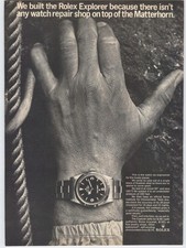1966 Rolex Explorer Watch Top of Matterhorn Vintage Photo Original Print Ad RARE picture