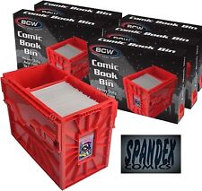 1 Case (5) BCW Red Short Comic Book Box Bin | Heavy Duty Acid Free Plastic Stack picture