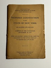 RARE Proposed Constitution of the State of New York Booklet Sept. 1915 Albany NY picture
