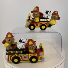 1991 Burwood Firefighter Fire Truck Wall Hanging USA Bears Dalmatian Dogs picture