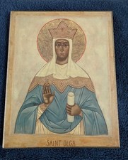 Vintage Russian Orthodox Icon Saint Olga of Kyiv picture