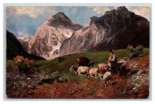 Christian Friedrich Mali Painting Shepherd Sheep Alpine Scene DB Postcard T6 picture