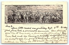 19th C. French postcard, Calais postmark, historical art picture