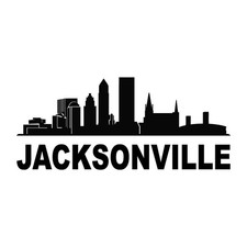 Jacksonville Florida City Skyline Cityscape Decal Sticker Black Die Cut Vinyl picture