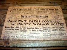 NY Journal American Newspaper Aug. 5, 1945 MacArthur in Command Invasion Forces picture