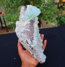 GREEN APOPHYLLITE CRYSTAL w/ STILBITE ON MATRIX MINERALS SPECIMEN picture