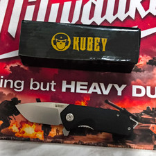 KUBEY KU203A Pocketknife Manual Liner Tanto Plain D2 G10 Black Pocket Clip picture