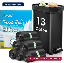 13 Gallon 200 Count Tall Kitchen Trash Bags 10 Gal 12 Gal 13 Gal fit 50 liter Ga picture