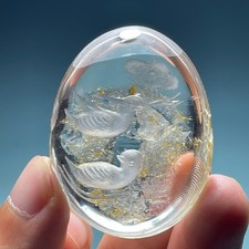 214ct purify Heal Reverse Side Carving Bird Ghost Crystal Quartz Polished picture