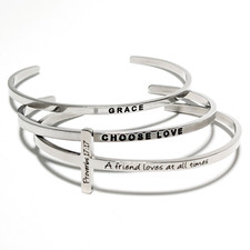 Mantraband (2) Choose Love Grace Stainless Steel cuffs (1) Proverbs cuff USED picture