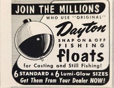1952 Print Ad Dayton Fishing Floats Bobbers for Casting & Still Fishing picture