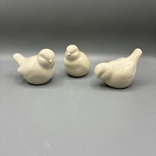 Set of 3 Ceramic Birds Biltmore for Your Home Decor White Cackle Glaze picture