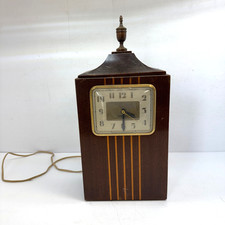 Vintage Edwards Electric Mantel Clock Art Deco Style Wood Case untested picture