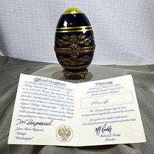 Authentic Faberge Limoges Porcelain Mask Imperial Egg Serial No 6 COA Signed picture