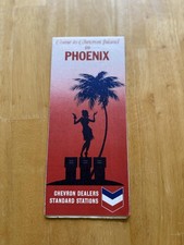 Vintage 1968 Chevron Phoenix Street Map Arizona Gas Oil Chevron Island Red USA picture