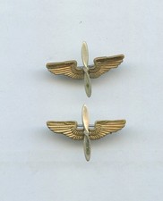 Post WWI Pre WWII WW2 Air Corps Officer Collar Brass PINBACK 1930's SET-1.25