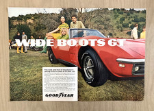 Vintage 1968 Magazine Ad Goodyear Tires Wide Boots GT Red Corvette picture