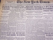 1935 AUG 6 NEW YORK TIMES - OWENS COMPLETES TRIPLE, 5 MARKS FALL - NT 1931 picture