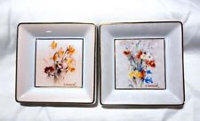 set 2 Goebel Berta Hummel Gallery VTG Wild Flowers Porcelain Mini Tray Pin Dish picture