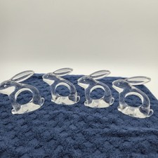 Vintage Bijan 1980 Clear Acrylic Napkin Rings Set of 4 Lucite Retro Taiwan MCM picture
