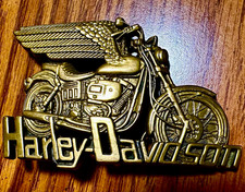 Vintage 1983 Harley-Davidson Solid Brass Belt Buckle-Baron H-516 Official Licens picture