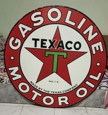 A.Texaco Gasoline Rd Pure Porcelain Enamel Heavy Metal Sign Double Side picture