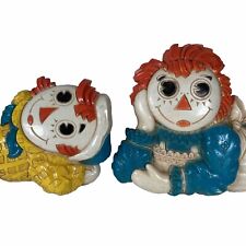 Raggedy Ann & Andy Plastic Wall Plaques Wall Art Bobbs Merrill Vintage 1977 picture