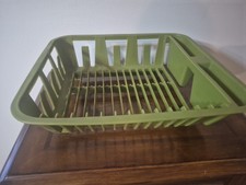 Vtg 60's Melamine Sink Dish Drying Rack Green Rubbermaid Olive Avocado picture